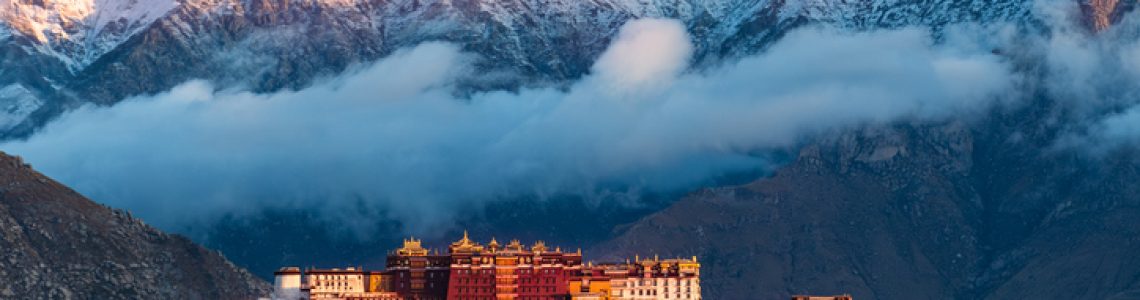 Front view of Potala palace, the most famous palace in Tibet, China